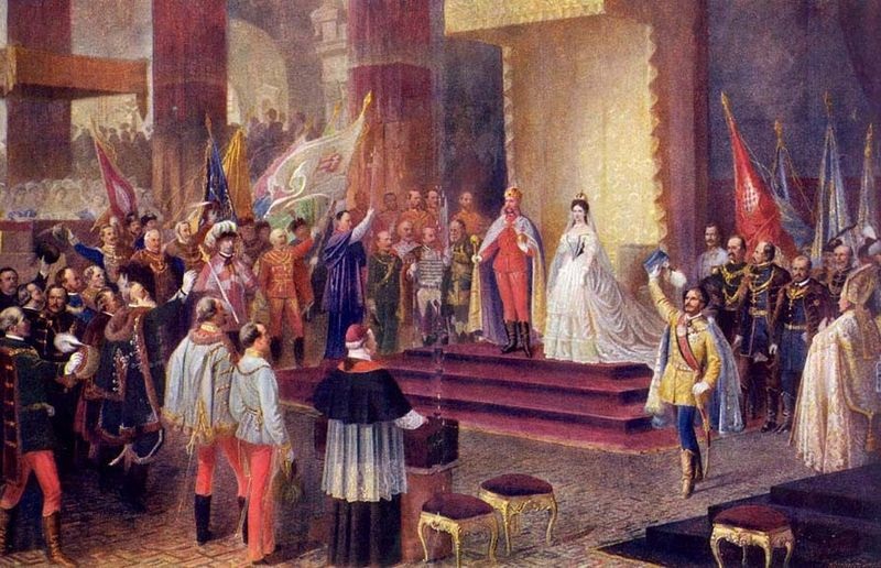 Coronation of Franz Joseph and Elisabeth as King and Queen of Hungary, June 8th, 1867,  (Eduard van Engerth) (1818-1897) (Edmund Tull) (1870-1911)